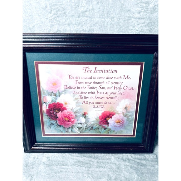 Other - Framed Floral Christian Poem Art Faith "The Invitation" by Diane‎ Hohbein 14x12